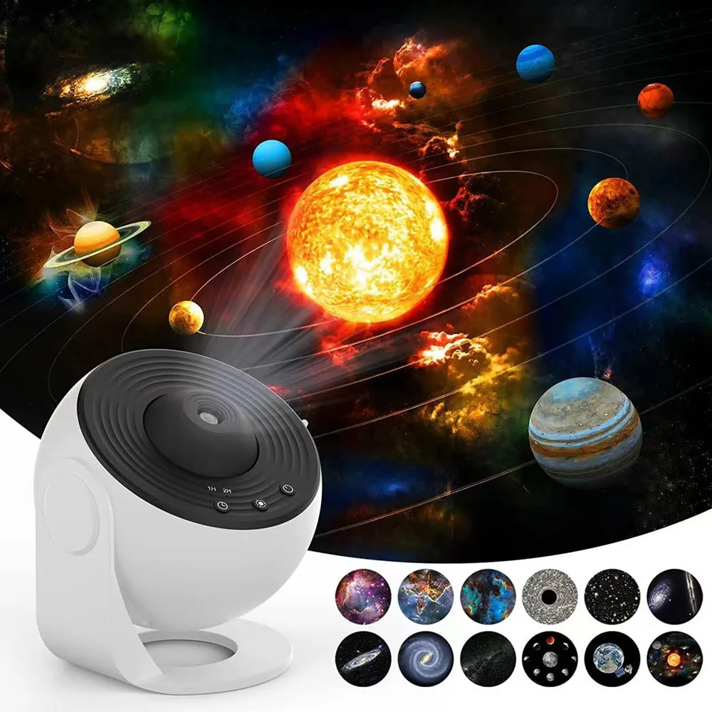 12 in 1 Realistic Planetarium Projector HD Sky Projector Star Moon Galaxy Night Light for Bedroom