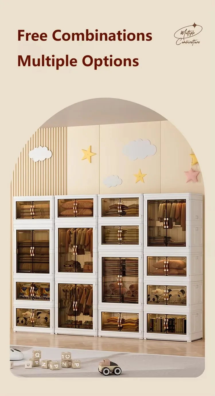 Large Capacity Foldable Plastic Cabinet Rectangle Shape Storage Bin Box for Clothes and Snacks High Capacity Storage Solution manufacture