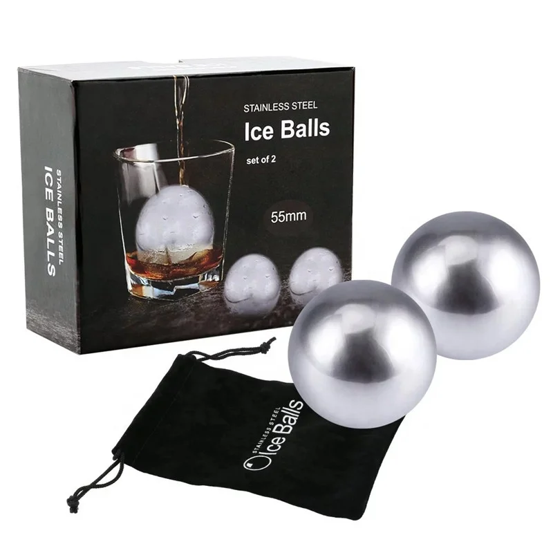 55mm Stainless Steel Metal Balls Round Stone Ice Cube Whiskey Ice