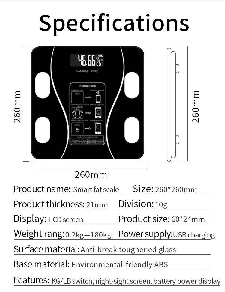 Bathroom Body Fat Bmi Scale Digital Human Weight Mi Scales Floor Lcd