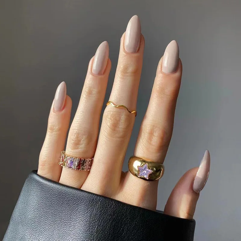 Pure Color 24Pcs Acrylic Artificial Machine Made Nails Fingernails Wholesale False Nails Press on Nails