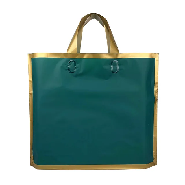 Chen Han Factory Custom Logo Gift Bag Portable Shopping Bag Gold Edge Off-the-shelf Frosted Printing Plastic Garment Packaging
