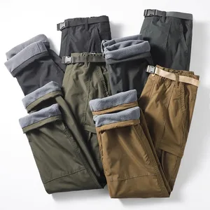 Windproof and Waterproof Winter Outdoor Leisure Loose Multi-pocket Trousers Plus Down Thickened Work Trousers Straight Trousers