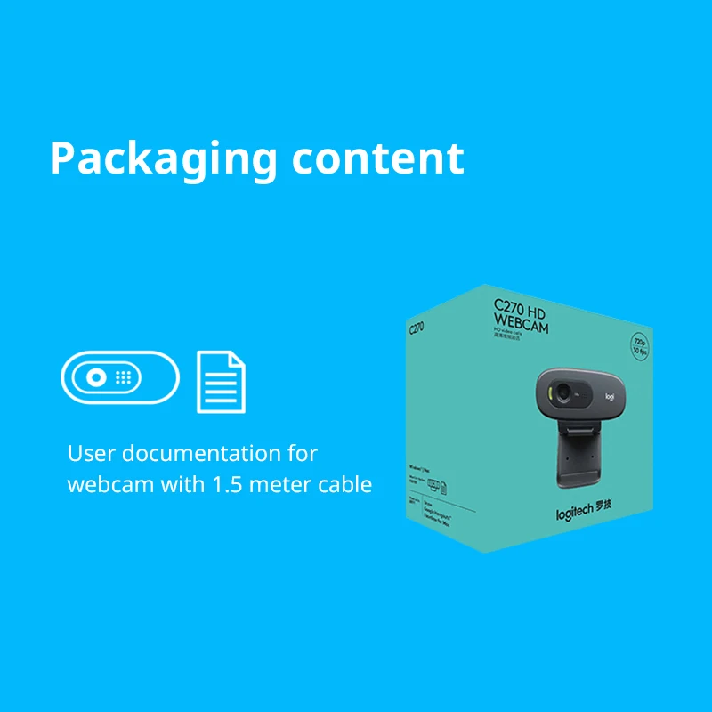 Wholesale Logitech C270 Hd Webcam Android Tv Box Free Driver 720p Usb Built-In Microphone Computer Laptop Pc Camera Video Webcam
