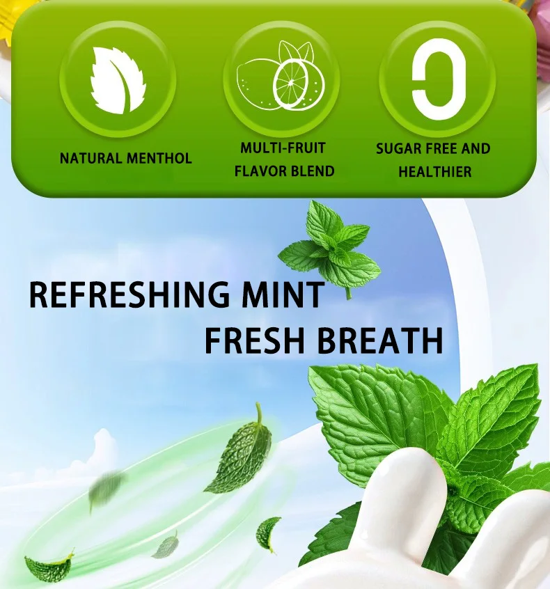 Sugar-Free Mint & Fruit Flavored Candy Cool & Fresh Breath Small Snacks in Bulk New Year's Goods Wholesale Sweets in Bags