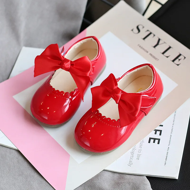 Female baby leather shoes cute bow multifunctional single shoes 2021 spring new fashion dance shoes
