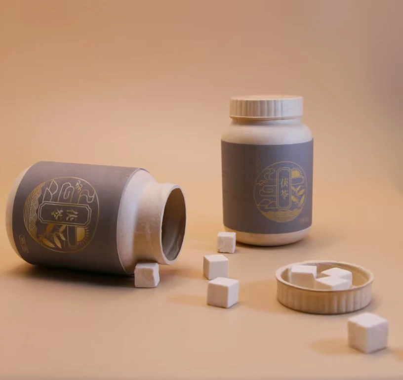 Custom Biodegradable Compostable  Bagasse Paper Pulp Capsule Medicine Pill Tablet Powder Can Jar Packaging Bottle