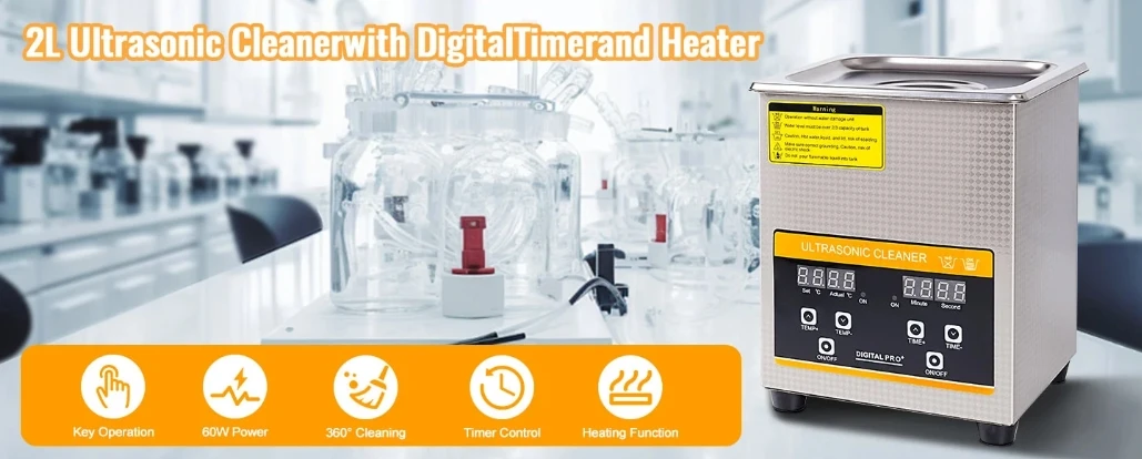 Ultrasonic Cleaner 2L Digital Timer Stainless SteelBath Jewelry Glasses Watch Cleaning Machine ZX-010S