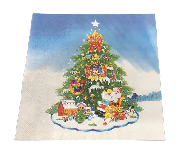 Printed Paper Tissue Napkins, 33*33cm 2ply Disposable Dinner Napkins Serviettes for Home Holiday Party Wedding Supplies