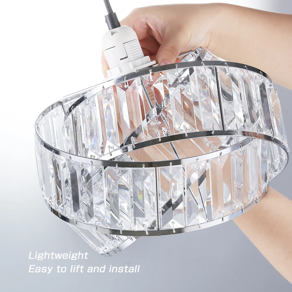 Ackley 3 Rings Chandelier Lamp Shade Transparent Shine Retro Style Suitable for Living Room Bedroom PMMA Pendant Light