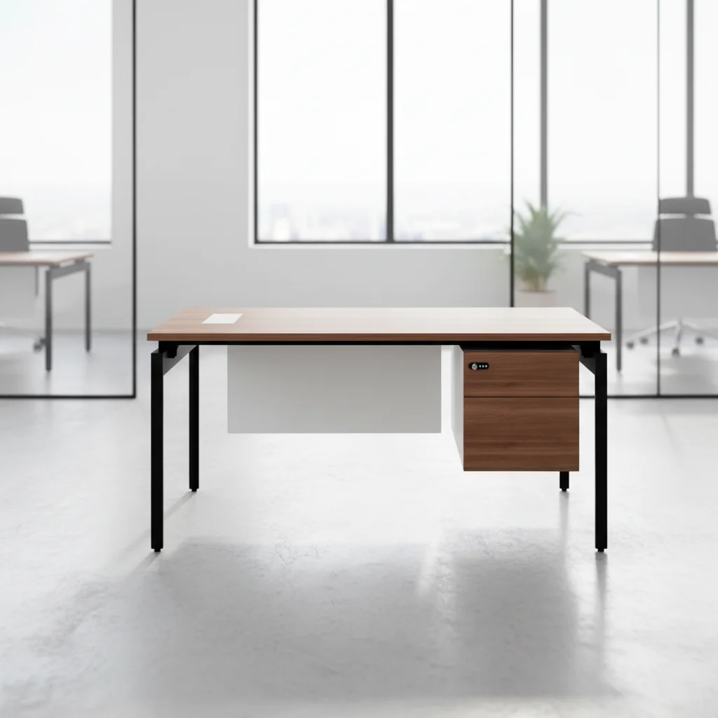 Manager Workstation Double Storage Design Wood Frame Foldable Adjustable Shelves Business Office Desk Modern Ergonomic Desks 2