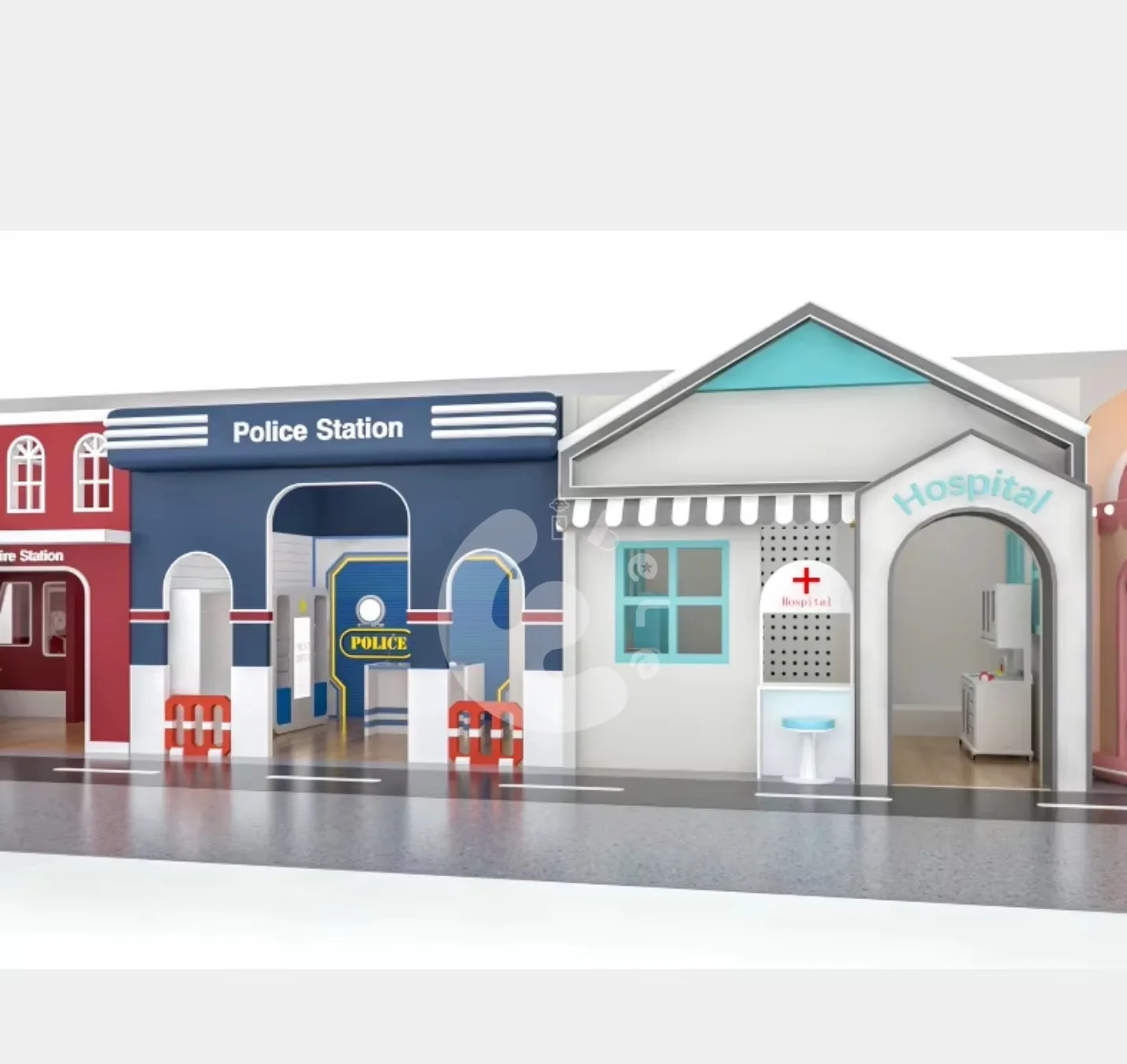Eibele Kids Role Play House Tiny Town Indoor Play House Infants Play  Entertainment Center for Indoor Playground