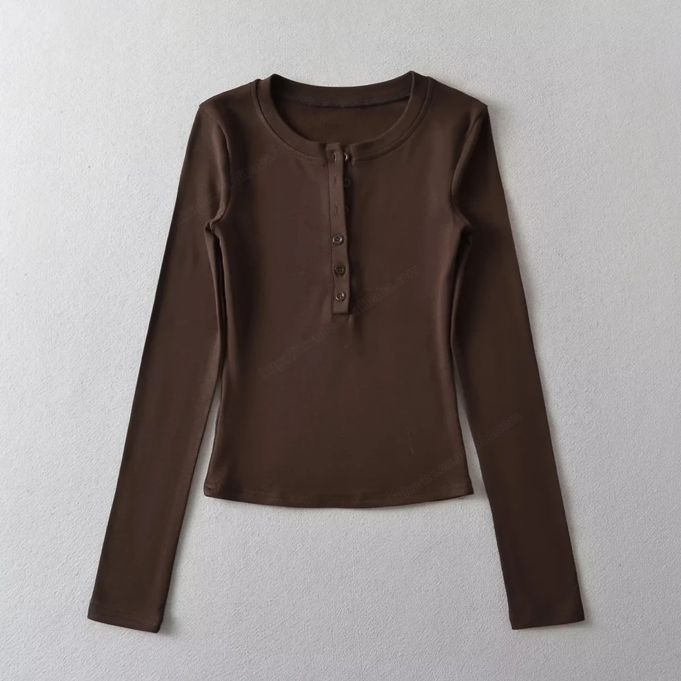 WANBAO TS-1412 Women's Casual V-Neck T-Shirt Cotton New Vertical