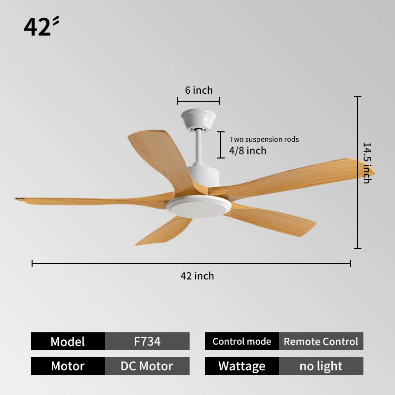 52in ceiling fan without light and remote no light reversible bldc motor abs blades for bedroom living room-12
