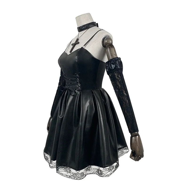 misa amane black dress Women's Amane MisaMisa Dark Gothic Cosplay Costume Dress with Stockings Misa  Amane Black Dress Steampunk Halloween Death Nonte