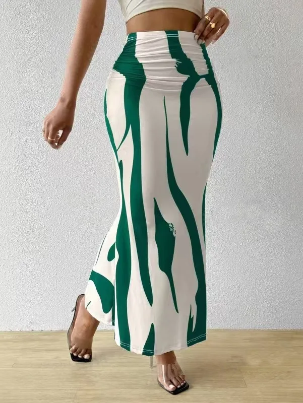 2025 Factory Direct Wholesale Zebra Pattern High Waist Slim Fishtail Pencil Skirt for Ladies