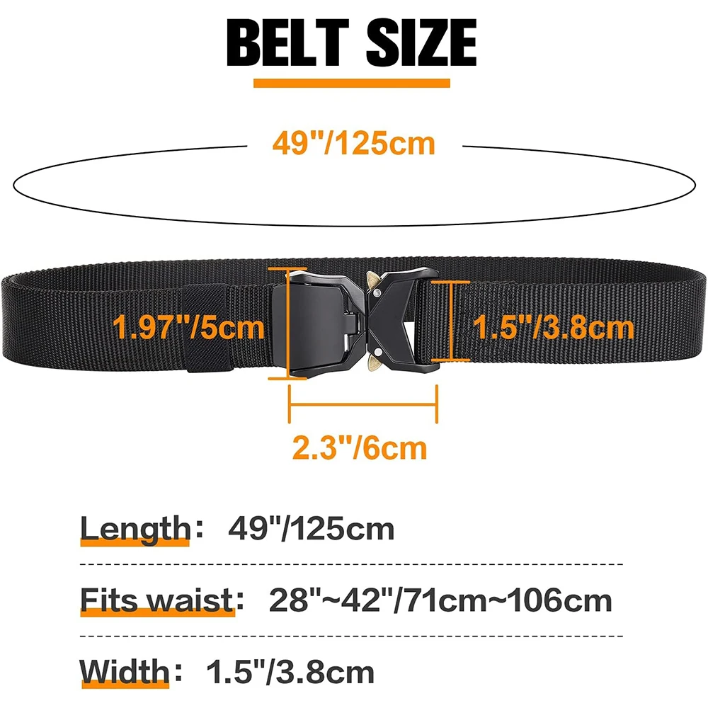 Wholesale Wear-resistant Tactical Belt Casual Men's Nylon Web Work Heavy Duty Quick Release Buckle Work Belt