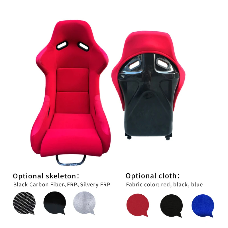 Eddystar Superior Bucket Seat Car Sport Seats Red Velvet Nonadjustable