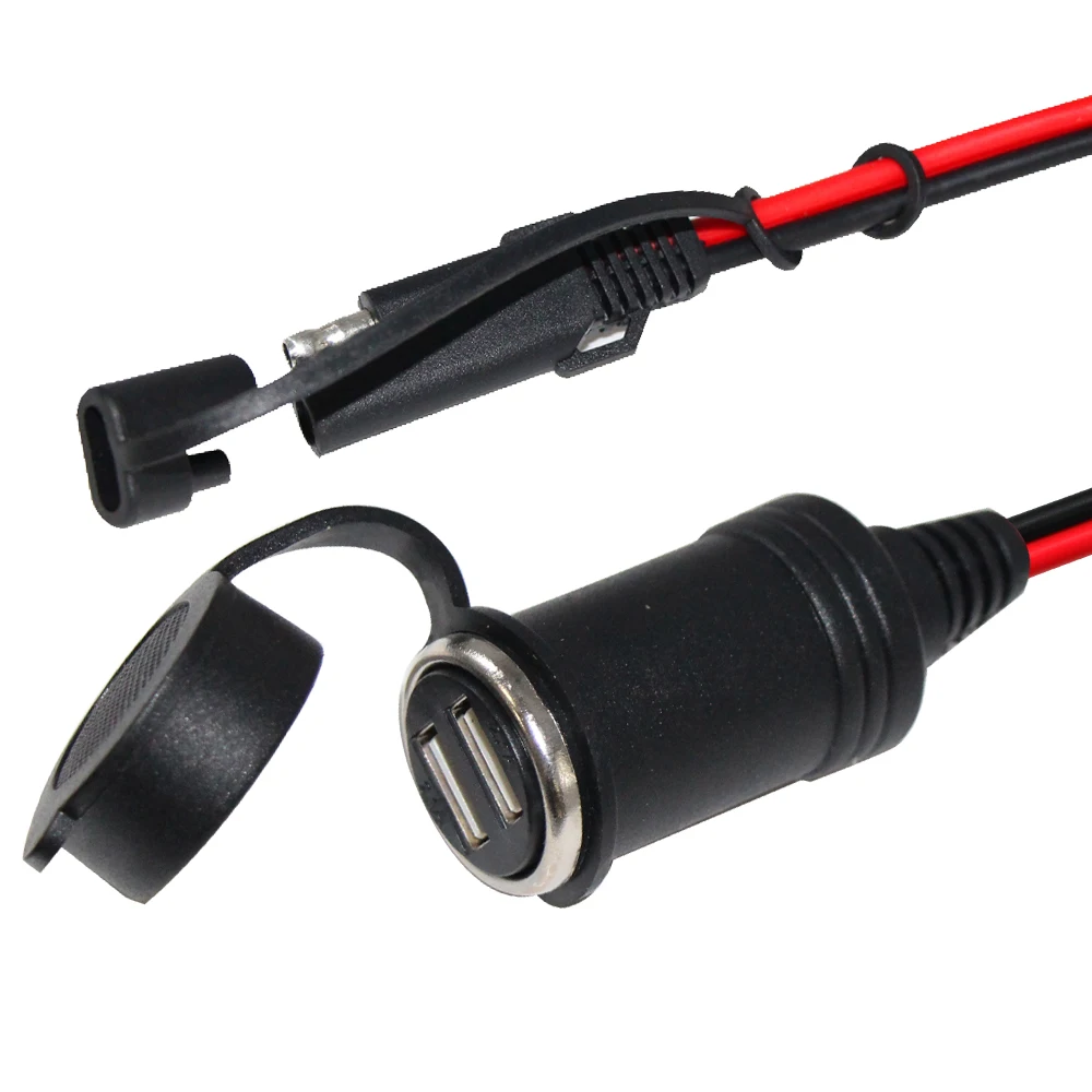 SAE 2-Pin Quick Disconnect Cable - 12V/24V Quick Release Plug with Open Wire for Automotive Marine Solar Motorcycle