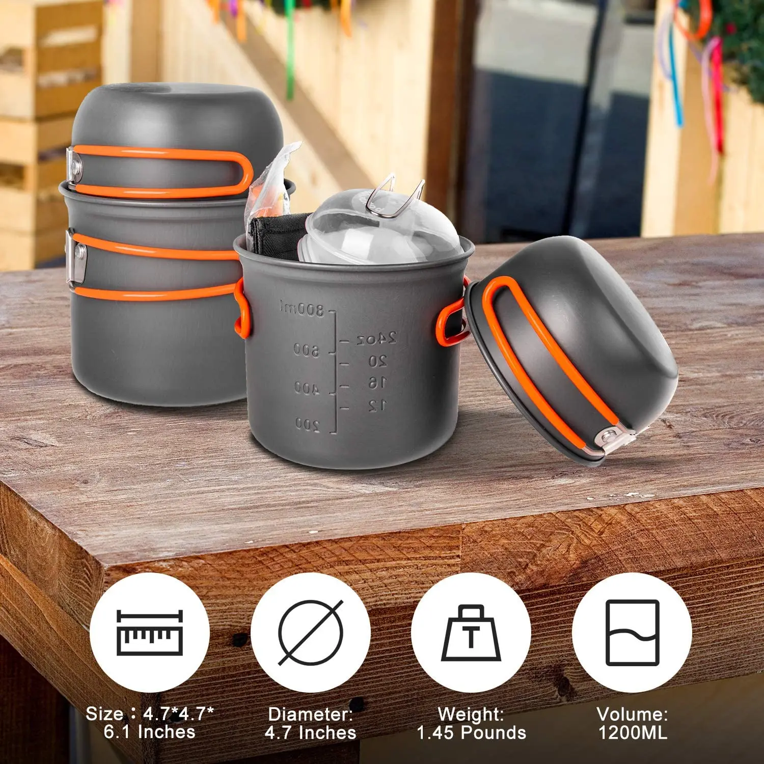 Gutsdoor Camping Cookware Set Camping Cooking Set Non Stick Family Backpacking Cooking Set Lightweight Stackable Pot Pan Bowls With Storage Bag For Outdoor Hiking (16pcs (Orange