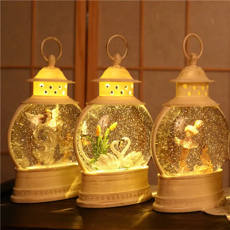 Оптовая продажа на заказ украшение для дома детский подарок полимерный USB-светильник музыкальный Снежный шар фонарь с