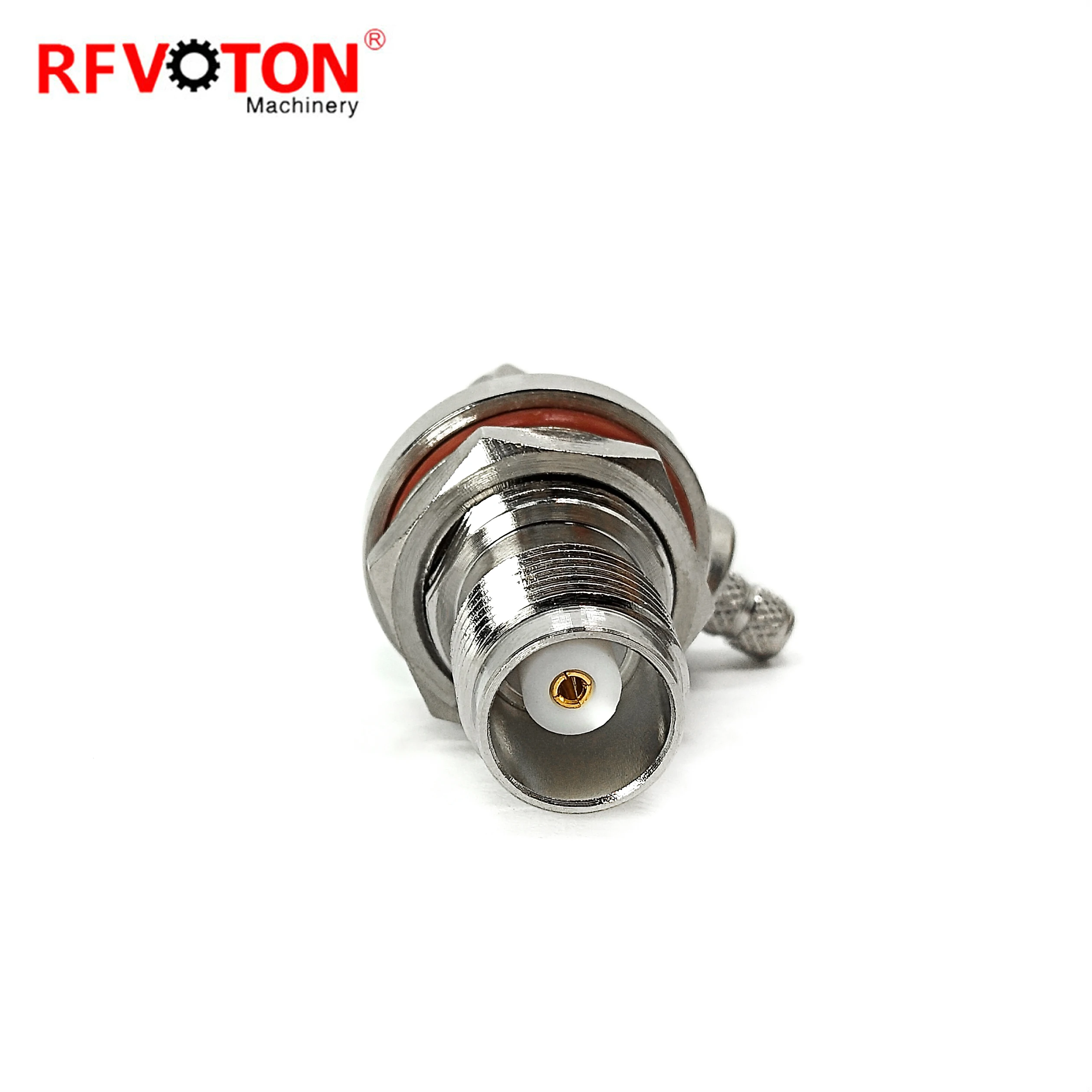 RF connector TNC type female jack RA right angle 90 degree bulkhead waterproof crimp for RG316  RG178  coaxial cable terminal supplier