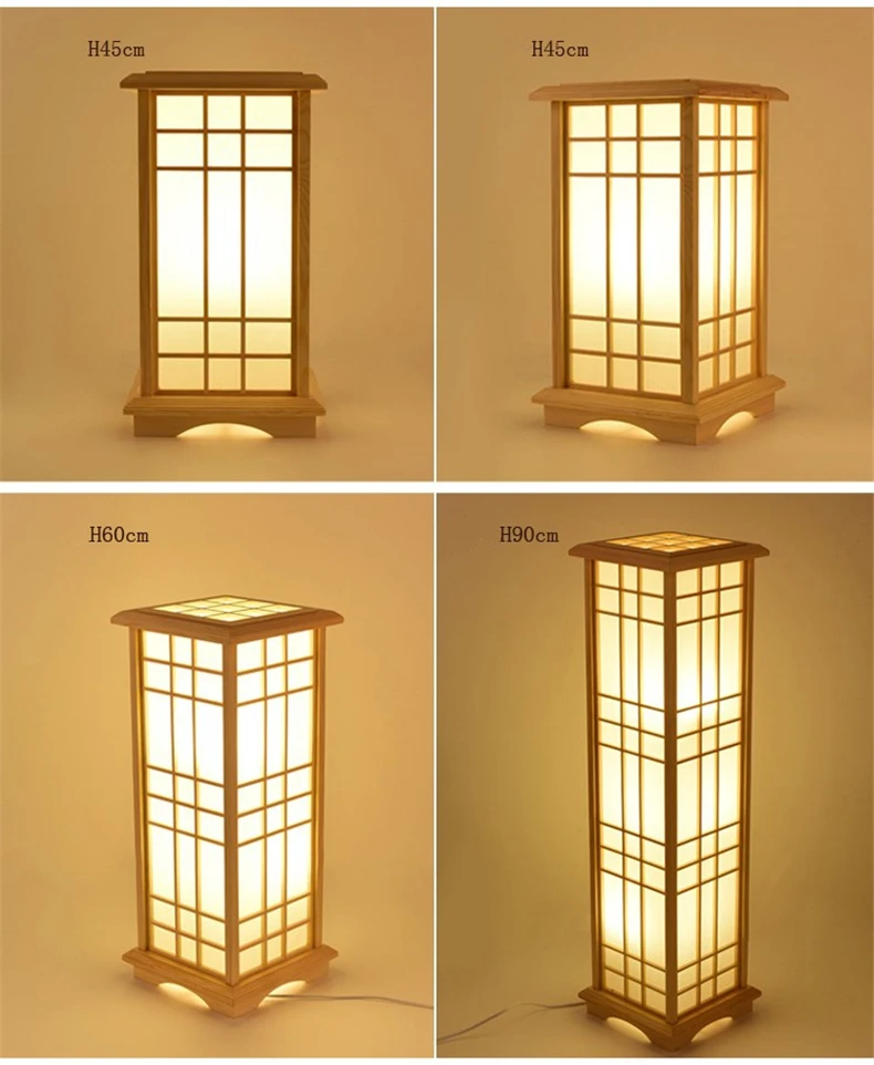 Modern Japanese Floor Lamps Tatami Style Square Shape Wooden Led Floor ...