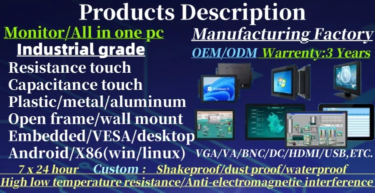 9.7" 9" 10" IPS Screen Mini Industrial Lcd Display Open Frame Embedded Metal case HMI Monitor