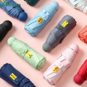 Custom Super 5 Fold 6 Ribs Mini Small Portable Sun Umbrella Pocket Capsule Uv Protection Foldable Umbrella for Women Gift
