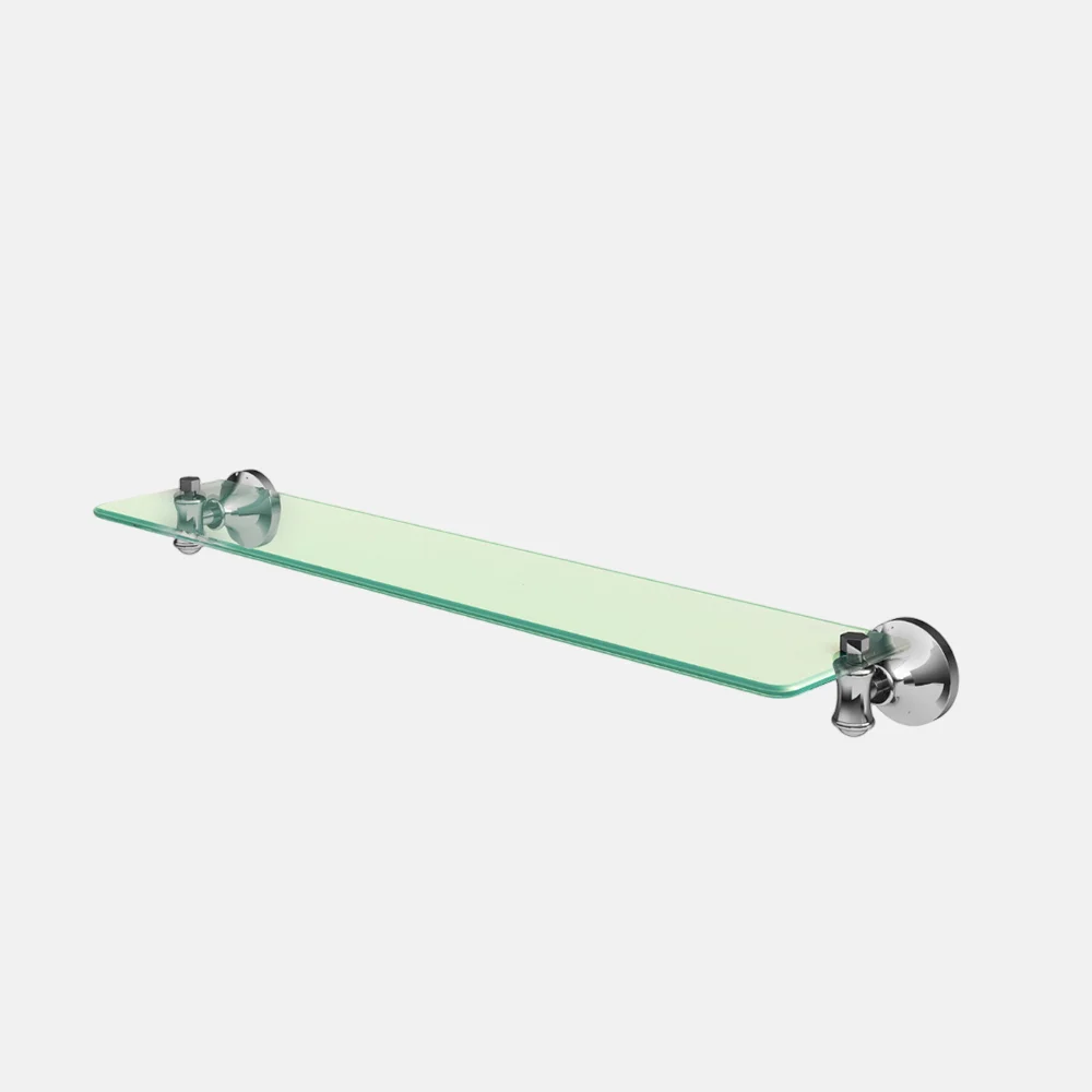 High Quality Durable Single Glass Shelf Wholesale Chrome Hooks Shelf Bathroom accessory