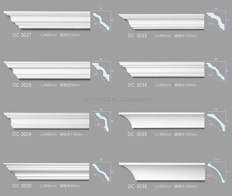 Modern Design PU Polyurethane Flat Moulding Plain Conical Interior Decoration Corner for Ceilings for Exterior Villas