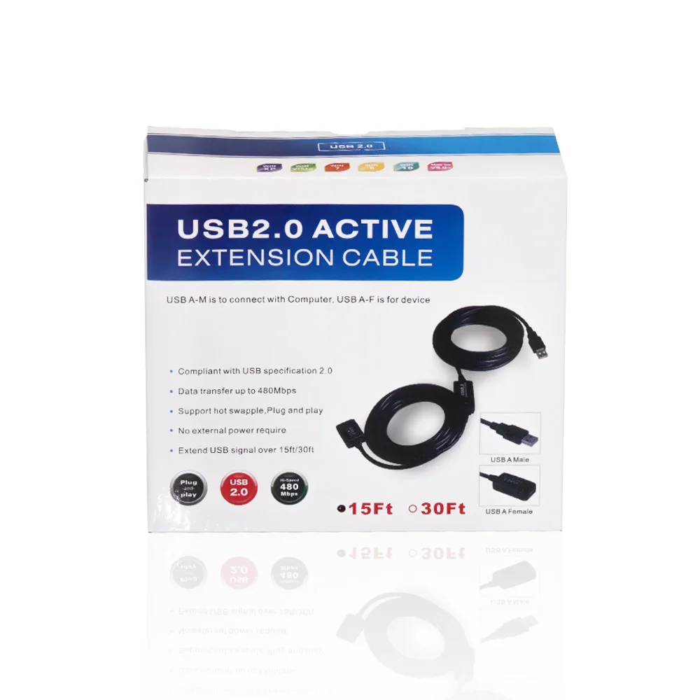 
Высокоскоростной USB 2,0 A штекер-гнездо XANUAN, ретранслятор, кабель длиной 15 м, Активный удлинитель USB для принтера PlayStation Xbox 