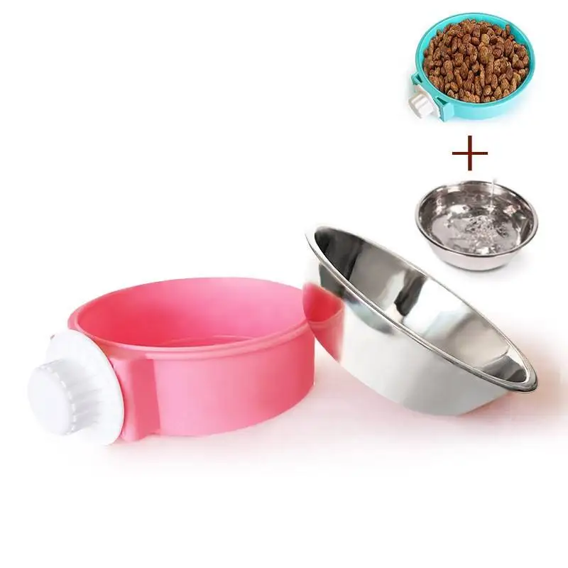 Dog Bowl, Stainless Steel Removable Hanging Food Water Bowl For