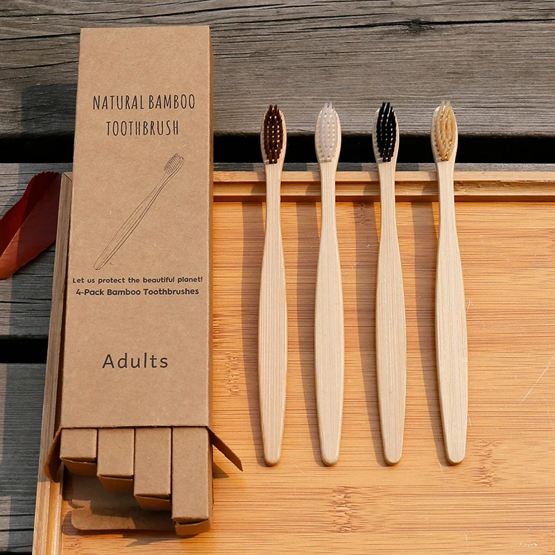 Cepillo de dientes de bambú, cerdas suaves de cáñamo, ecológico