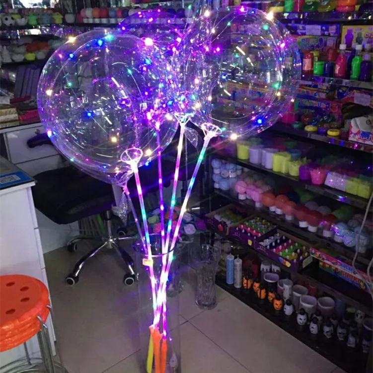 LED Bobo BalloonsTransparent LED Light up Balloons Helium Style Glow Bubble Balloons with String