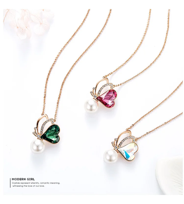 Metal Love Heart Real Pearl Women Fresh 