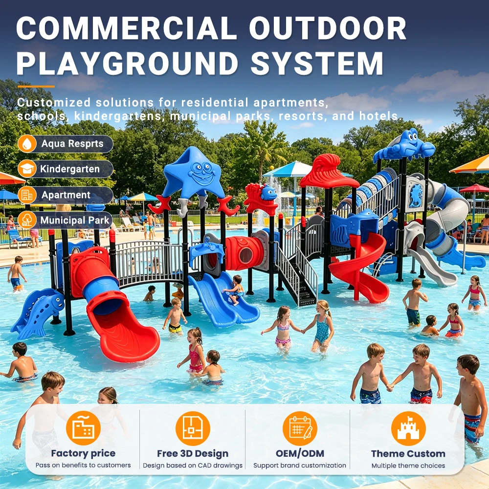 Children's Plastic Metal Non-Inflatable Water Slide Large Outdoor Playground Amusement Equipment CE Certified Adult Park Factory