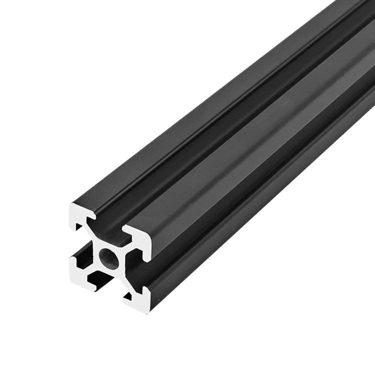 Profils en aluminium extrudé industriel 2020 en alliage d'aluminium noir, profilés carrés