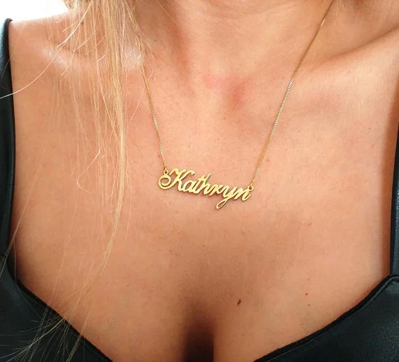 Stainless Steel Gold Box Chain Custom Name Necklace for Women Customized Personalized Nameplate Pendant Fashion Jewelry Necklace