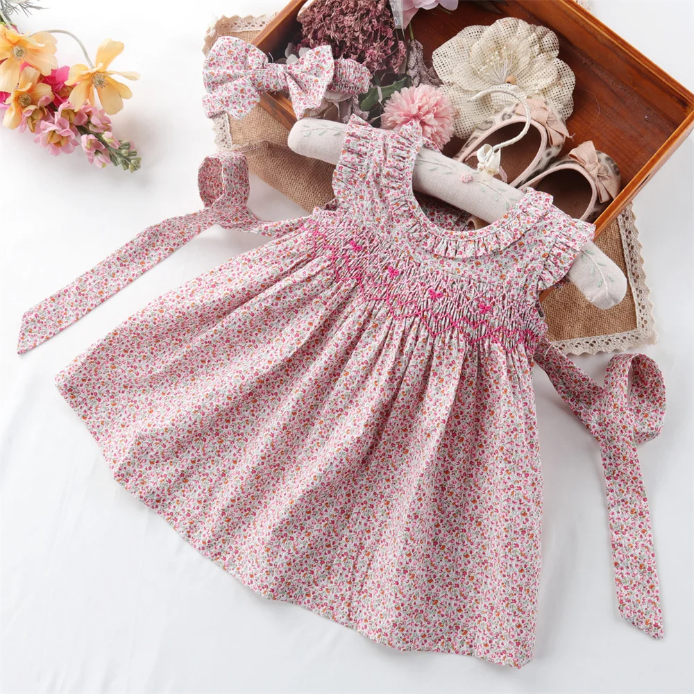 2 Pcs Summer Toddler Baby Smocked Children Clothing For Girls Dress