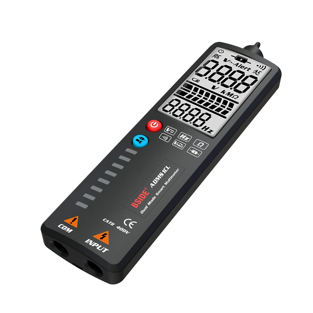 BSIDE ADMS1 2-in-1 Digital Multimeter Curved Screen Smart Voltmeter & NCV Live Wire Tester CE RoHS FCC Certified