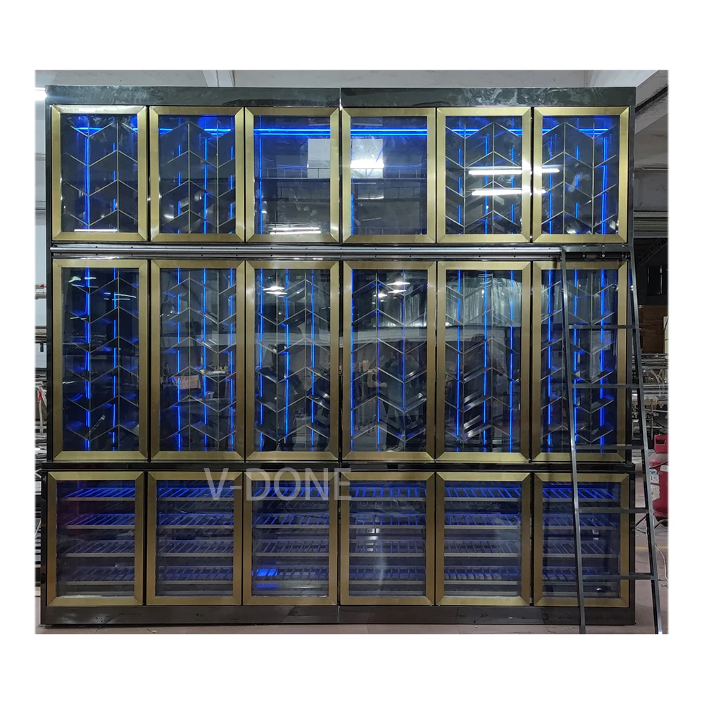 Constant Temperature Wine Cabinet with Lighting Effect Overall Electroplating Wine Display Rack Display Wine Stainless Steel Bar