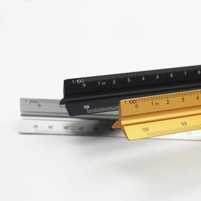 30cm Aluminium Alloy Metal Ruler Triangle Scale Architect Engineer Technical Ruler Measuring Tools Design Drawing Accessories.jpg