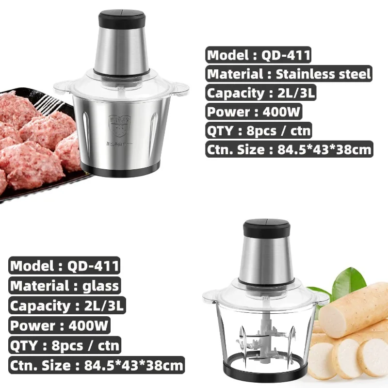 Multi-function Hotsale Home Kitchen Food Processor Mixer Household Meat Mincer Vegetable Chopper 3L Minielectric Meat Grinder