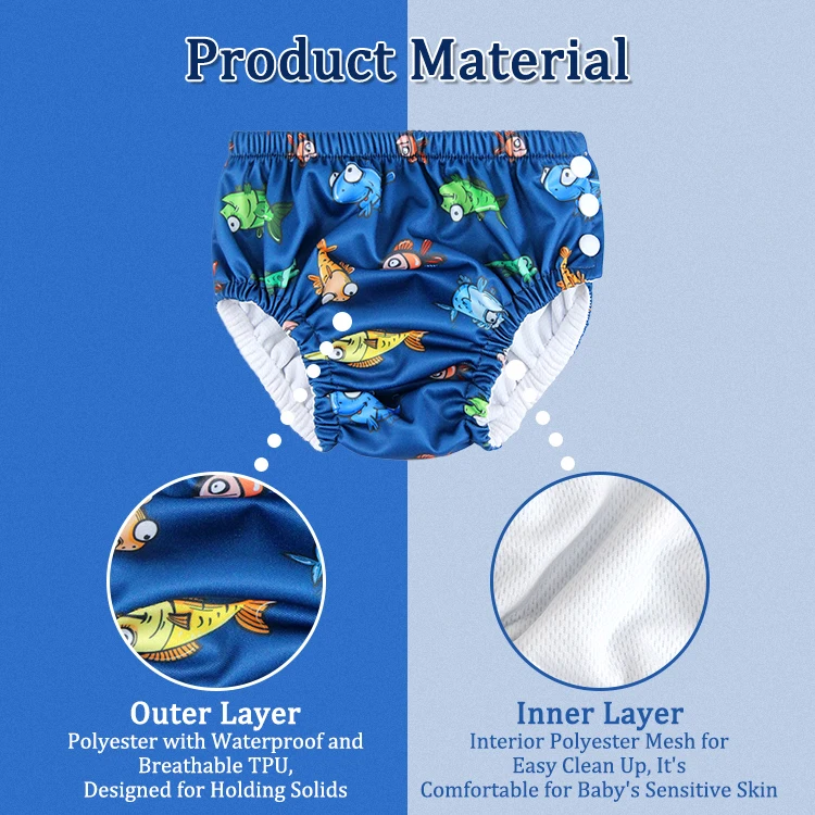 Famicheer BSCI 3Pcs Reusable Swim Diaper Swimming Pants Nappy for 6 Year Old