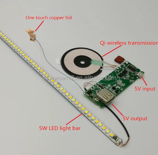 Hot offer 5W LED single touch the first mock exam 4 color temperature dimmer lamp 5W wireless charging two in one module [PCBA]