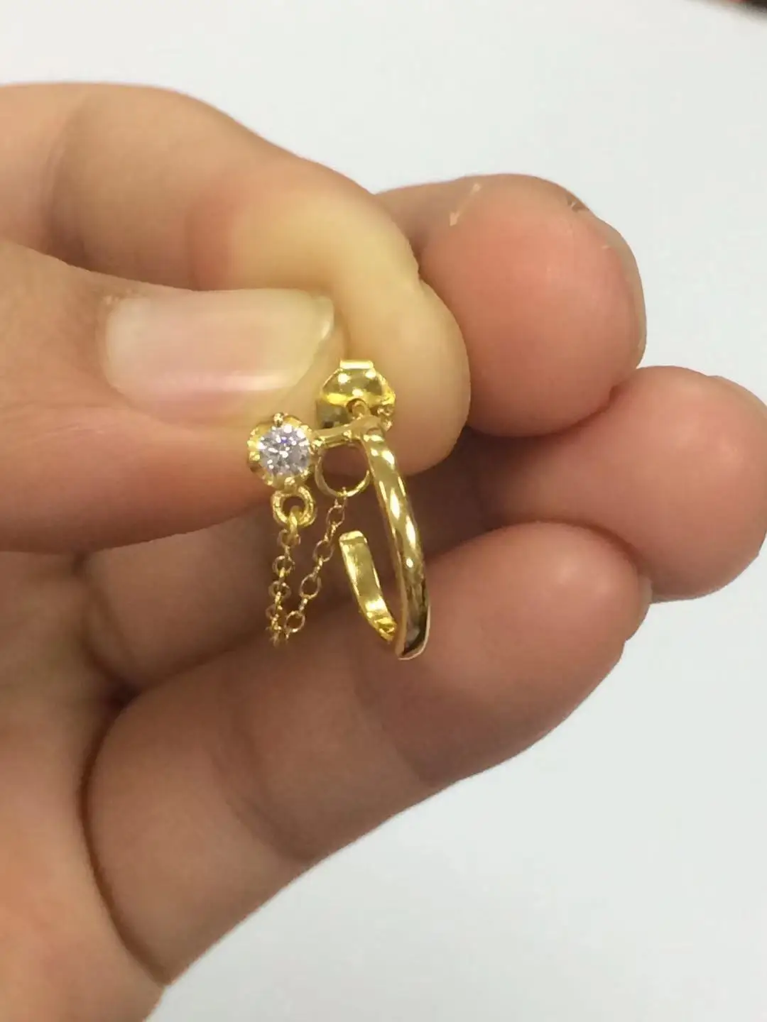 Customized 18K Gold Plated Thin Small Hoop and Chain Women Earring Jewelry 925 Sterling Silver for Women