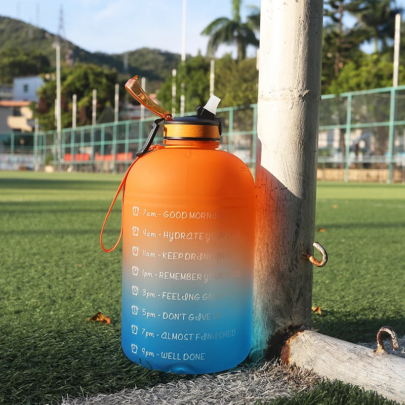 Motivational 1 Gallon Sports Water Bottle Straw 128OZ BPA Free Eco-Friendly  Leakproof Time Markings Plastic Lid Drinkware