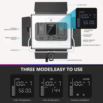 Neewer 660 RGB Led Light With APP Control and Tabletop Clip Light Stand, 660 SMD LEDs CRI95/3200K-5600K/Brightness 0-100% product image