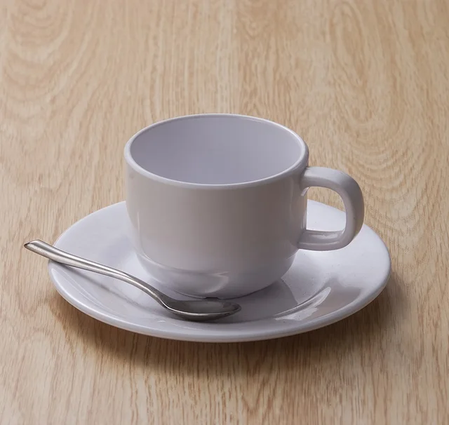 Dishwasher Safe New design Customized White A5 Melamine Mug with saucer